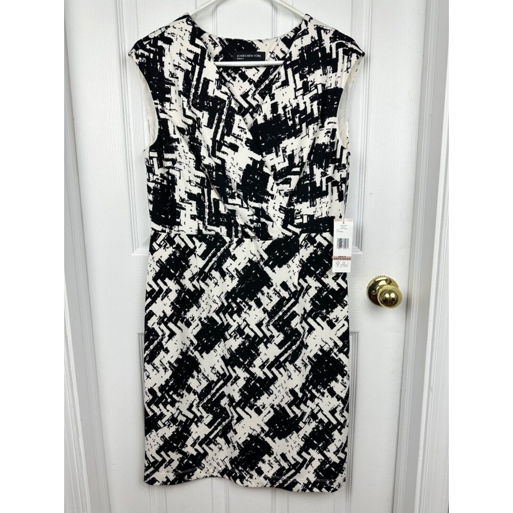 Jones New York Monochrome Abstract Midi Dress